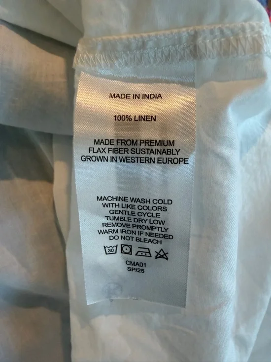 Quince Womens 100% European Linen Tiered Maxi Dress Chambray Stripe XL - Picture 10 of 11